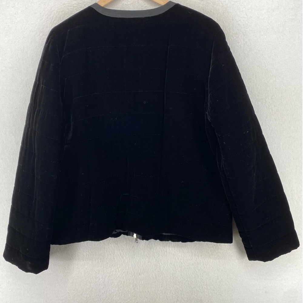 Eileen Fisher Velvet Silk Blend Quilted Jacket Black Size Medium - Picture 3 of 7
